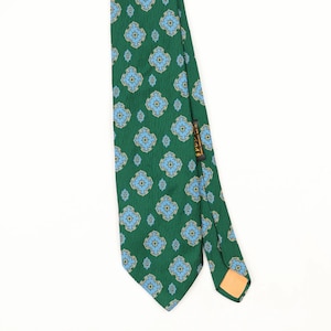 Vintage Polyester Tie 1980's Green Geometric Pattern Wide Mens Necktie