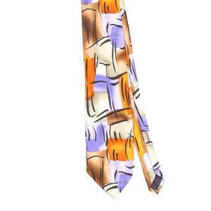 Jerry Garcia Vintage Silk Tie 1990's Orange Abstract Scales Pattern Mens Necktie