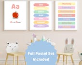Pastel Classroom Bundle Printable | Educational Wall Art for Kids | Alphabet, Numbers, Shapes & Learning Posters