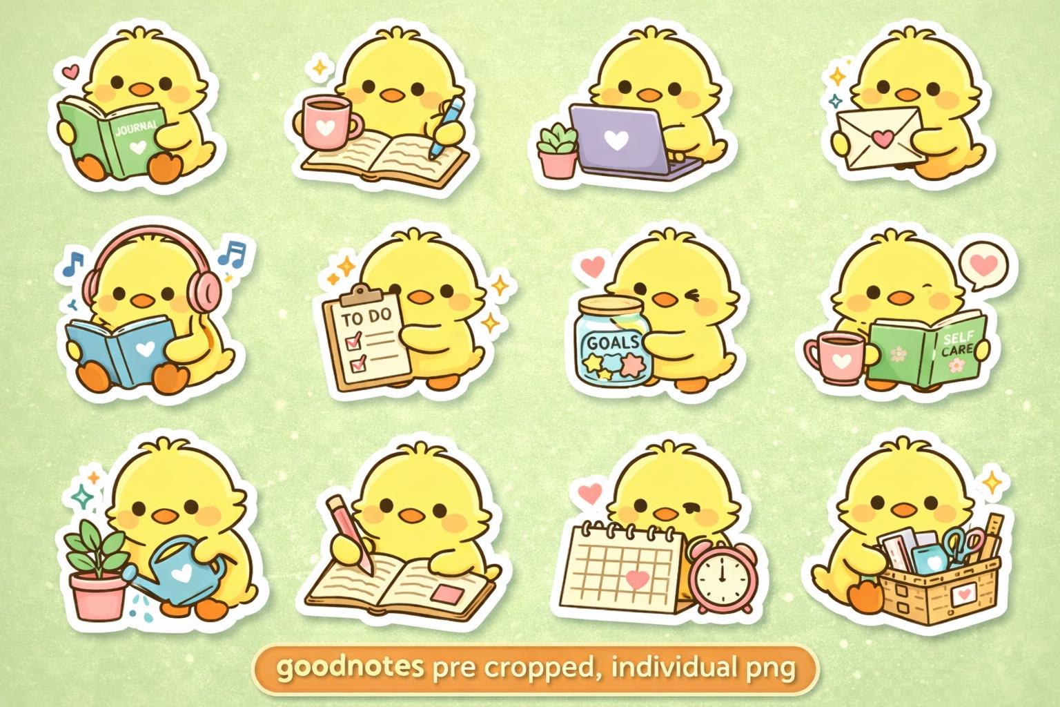 Cute Digital Planner Stickers, 84 PNG Goodnotes Set, Kawaii Digital ...