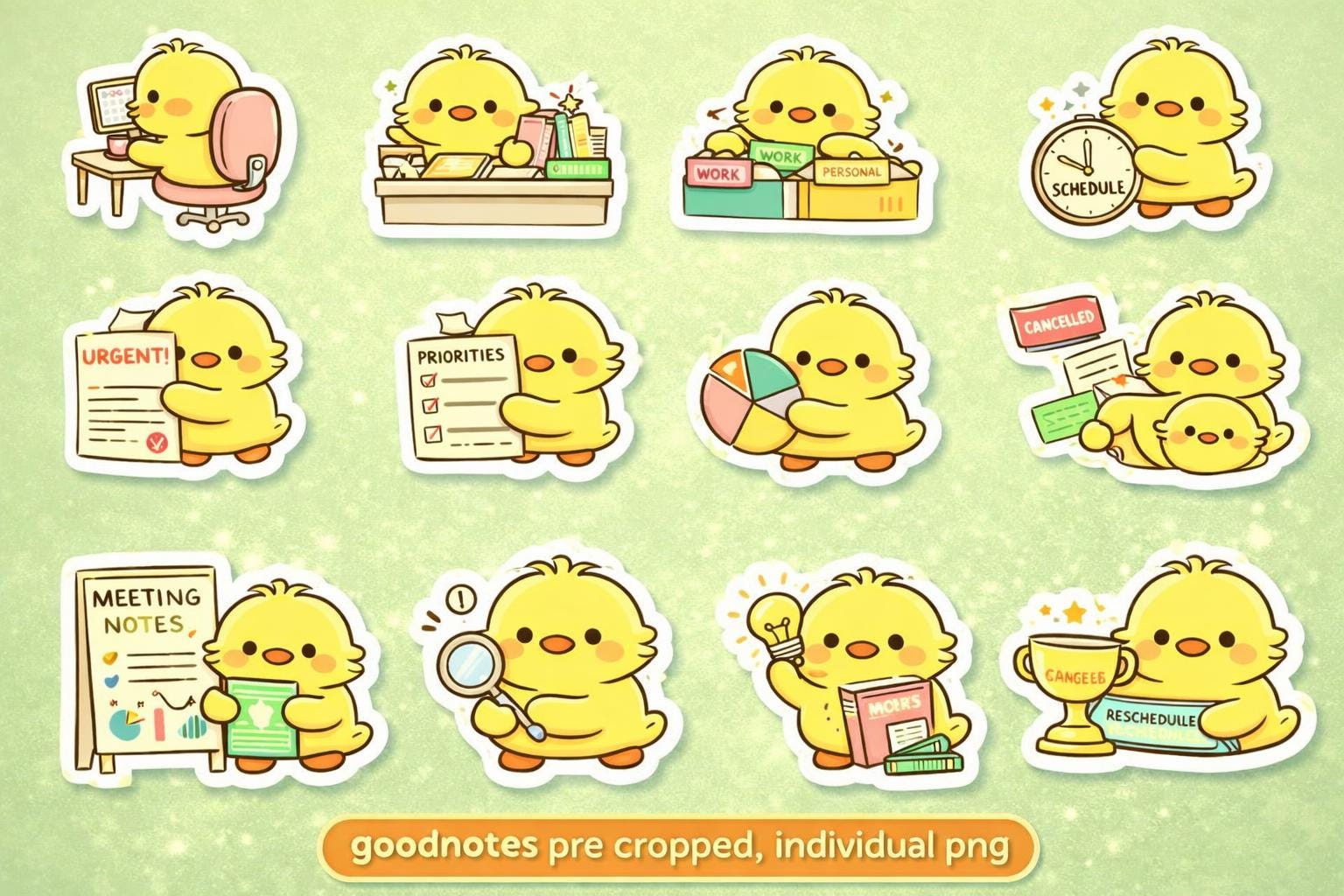 Cute Digital Planner Stickers, 84 PNG Goodnotes Set, Kawaii Digital ...