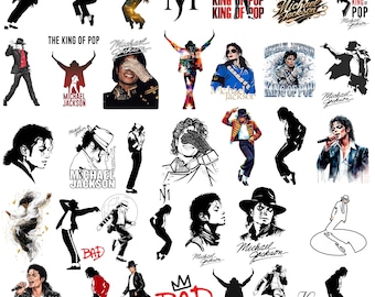 Michael Jackson King of Pop PNG Bundle, Michael Jackson Inspired PNG, 80s Music Legend Sublimation Designs, Vintage Singer MJ Shirt Png