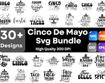 Cinco De Mayo SVG Bundle 30+ Designs | Papel Picado Svg, Fiesta Png, Mexican Shirt Design | Svg Png Dxf Eps Digital Download