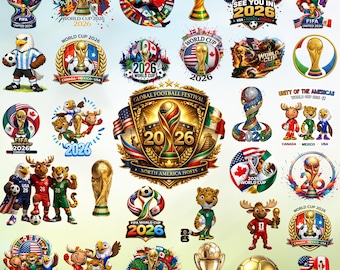 World Cup 2026 SVG Bundle, Soccer Trophy Badge Clipart, Football Logo PNG SVG, International Flags Design, Soccer Svg Sublimation Files