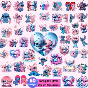 Stitch and Angel SVG PNG Bundle | 60 Designs Stitch Tshirt Mug Cup SVG, Stitch Love Svg | Angel, Stitch With Angel Svg | Stitch Couple Svg image 1