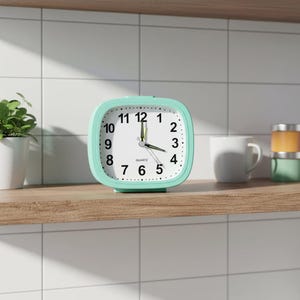 Reloj despertador analógico silencioso con acabado de madera vintage, sin tictac, funciona con pilas, reloj de mesilla de noche, reloj de viaje luminoso para personas con sueño profundo.