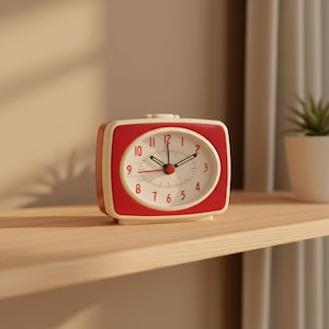 ビンテージレトロ目覚まし時計 電池式 静音アナログ時計 蛍光針 ベッドサイド デスク オフィス ホームデコレーション ギフトアイデア コンパクトデザイン