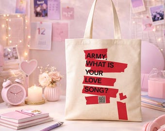 Kpop draagtas, esthetische canvas tas – BTS-geïnspireerd ontwerp – Arirang-thema – cadeau voor Kpop-fan – esthetische tas