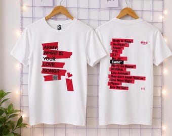 BTS ARIRANG World Tour T-shirt – dubbelzijdig T-shirt met albumtracklist – ARMY K-pop cadeau