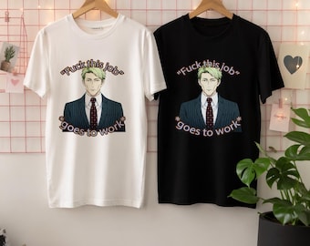 Nanami Jujutsu Kaisen T-shirt – Anime T-shirt met de tekst "fuck this job" – esthetische streetwear – cadeau voor animefans