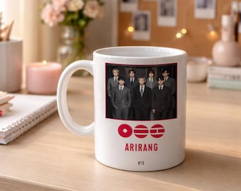 Kpop mok, esthetische koffiebeker – BTS-geïnspireerd ontwerp – Arirang-thema – cadeau voor Kpop-fan – esthetische mok