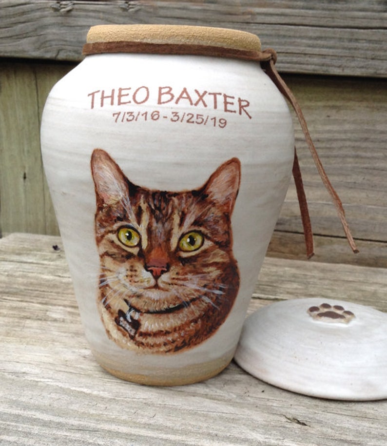 CUSTOM Cat Urn With Your Pets Image Etsy