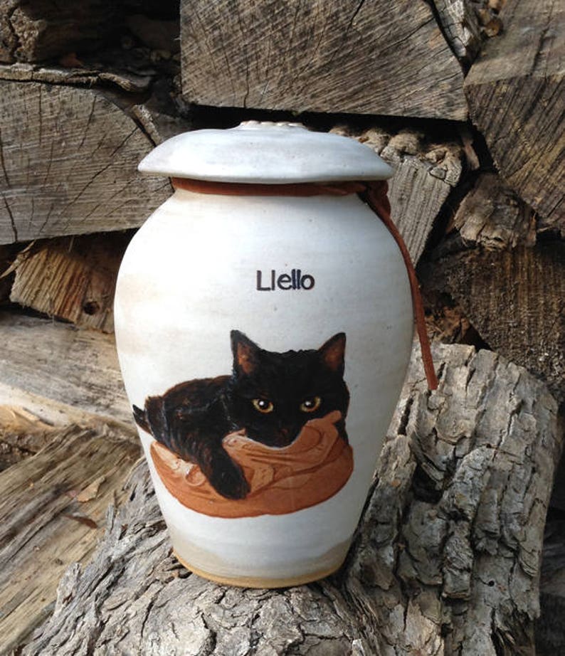 CUSTOM Cat Urn with Your Pets Image Etsy
