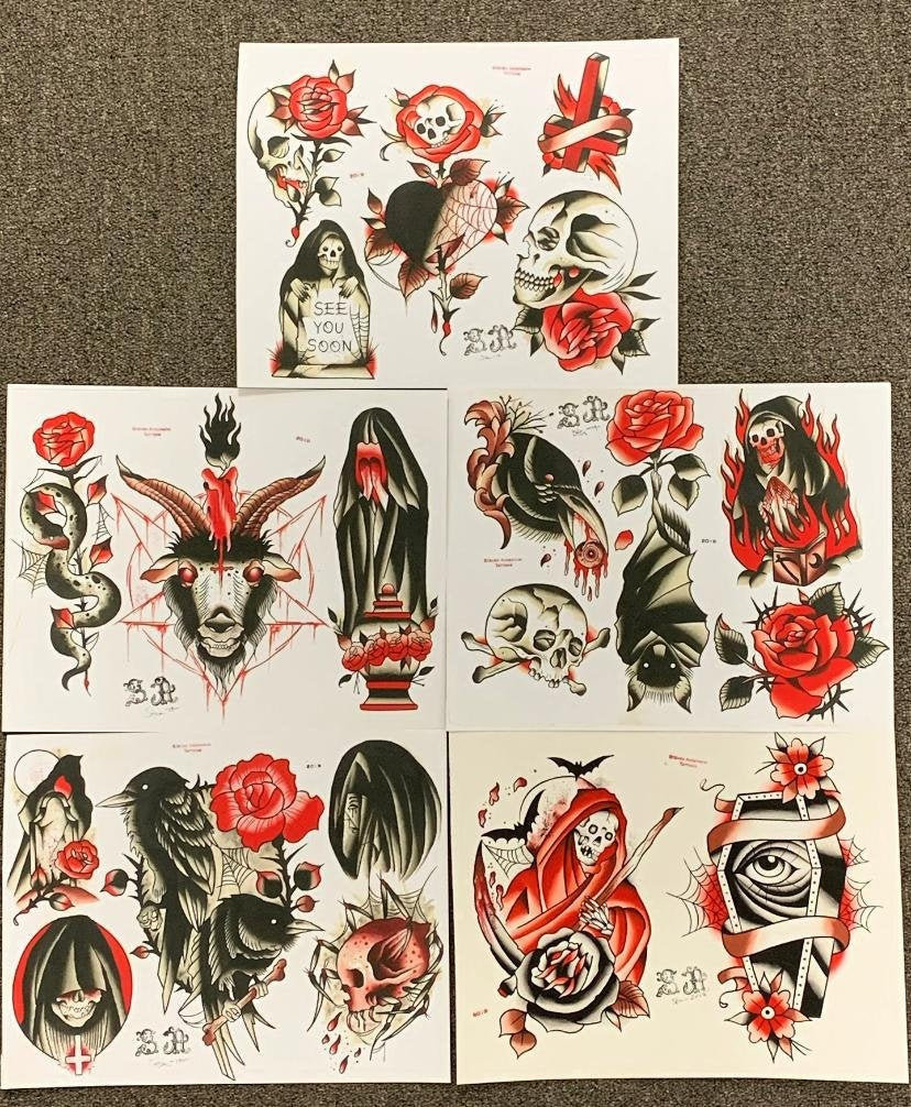 Tattoo Flash Set 2019 Black and Red - Etsy