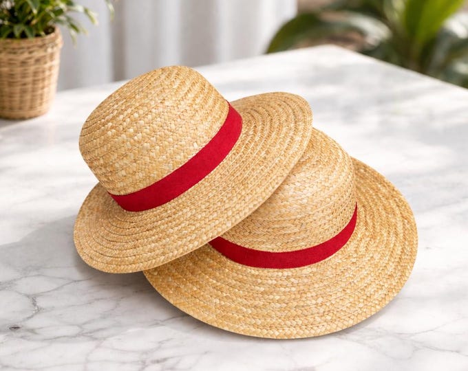 Straw Hat | Anime Inspired Luffy Cosplay Prop, Summer Beach Festival Gear