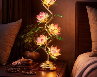 Lotus Lamp 61cm | S-Shape Altar Light | Home Decor | Meditation Lamp Gift