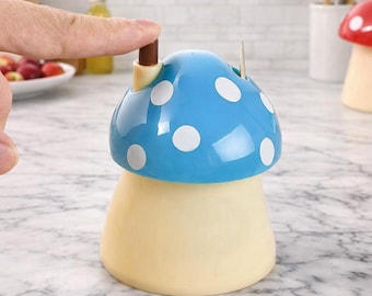 Mushroom Automatic Toothpick Holder Push Dispenser Box Cottagecore Kitchen Home Decor Novelty Gift