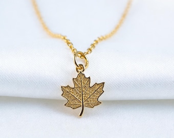 18K Gold Sterling Silber Ahornblatt Halskette, Gold Ahornblatt Anhänger, kanadischer Ahornblatt Charme, botanische Halskette, Geschenk für ihre Mutter
