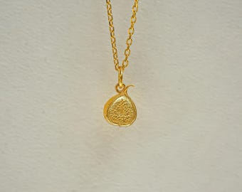 Naszyjnik z figą ze złota 18K, prezent w postaci naszyjnika z owocami, biżuteria z figami, zawieszki z owocami, biżuteria dla smakoszy owoców, naszyjnik dla smakoszy, prezent dla miłośnika owoców
