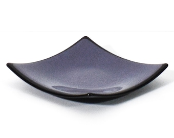 Purple Fused Glass Dish with Sloped Corners - Multi-purpose Catchall or Food Serving Dish - 6"