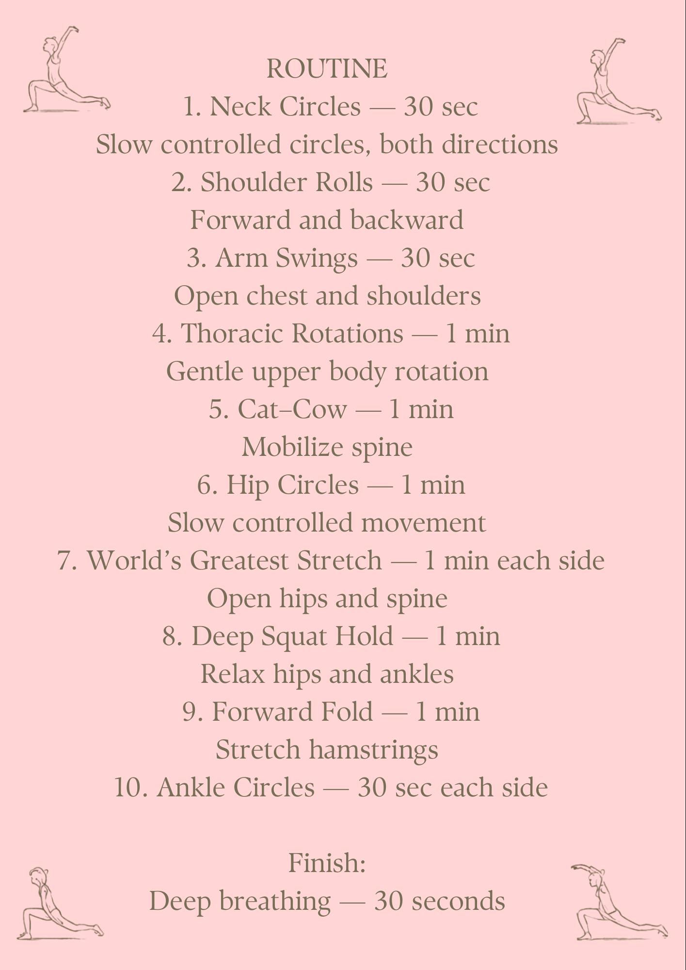 Daily Mobility Routine Printable PDF | Full Body Stretch Flow for ...