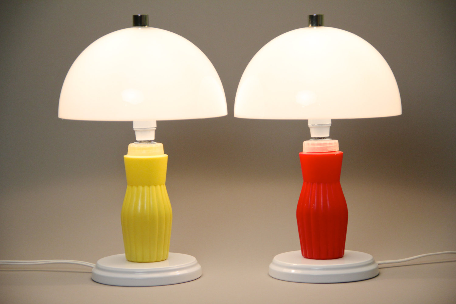 PAIR Lamps Ketchup Mustard Vintage Plastic Bottle Upcycled Etsy