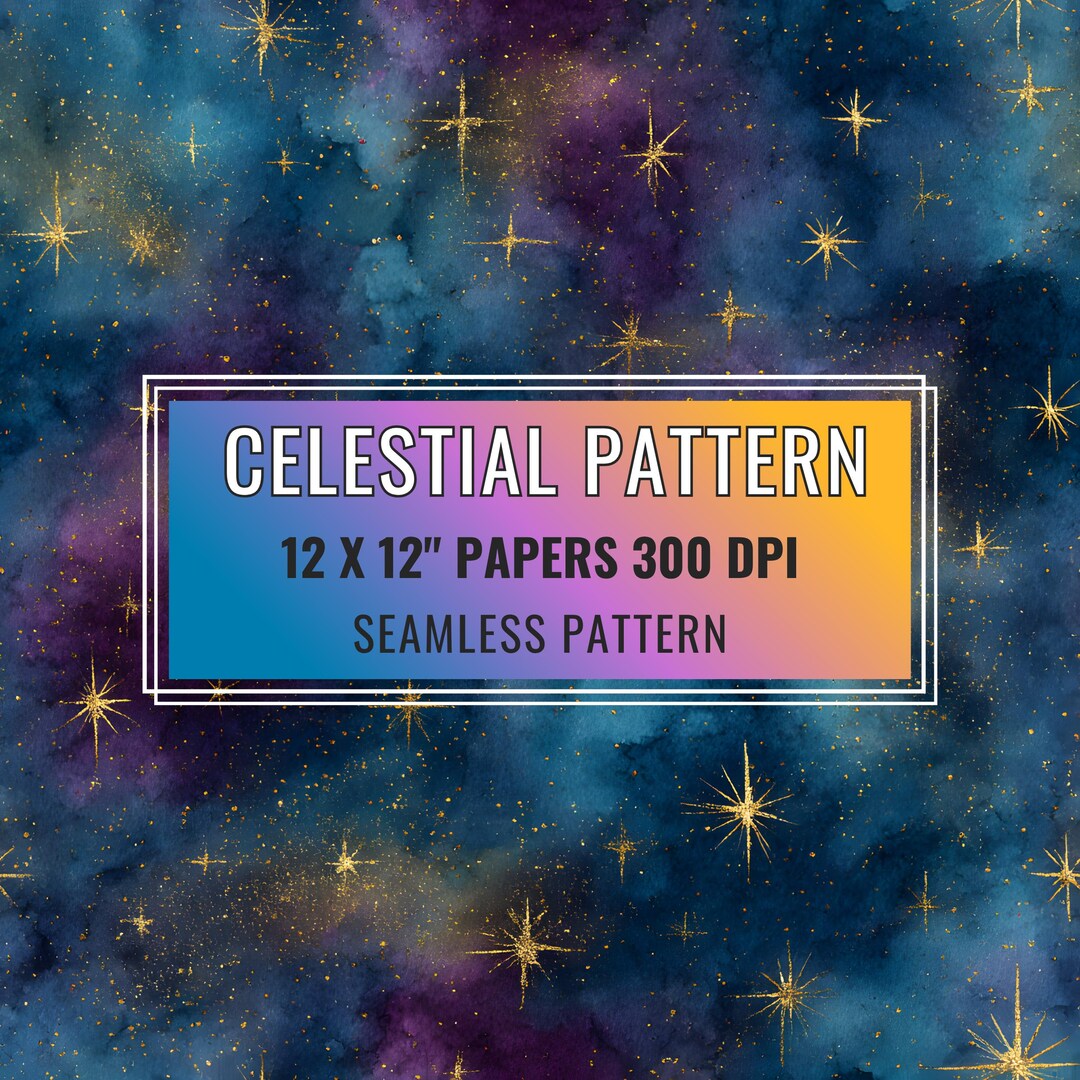 Seamless Celestial Pattern | Night Sky Digital Paper, Astronomy Stars ...