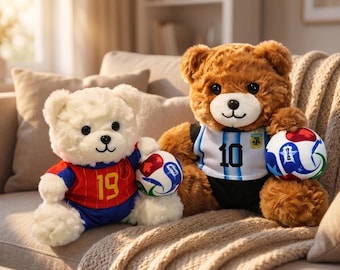 20cm 24 Style Football Bear Peluches Toy Lovely Bear Wearing Football Jersey Holding Soccer Fans Collection Gift