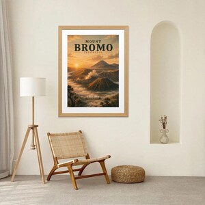 Mount Bromo Indonesia Vintage Travel Poster | East Java Volcano Wall Art (Digital Download)