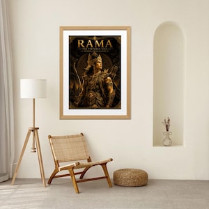 Stampa artistica da parete di Rama, poster del patrimonio indonesiano, lussuosa opera d'arte del guerriero in oro nero (download digitale)