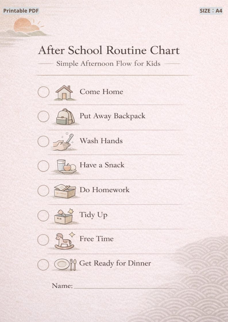 After School Routine Tracking Chart After School Routine Chart for Kids, Printable Visual Schedule ...
