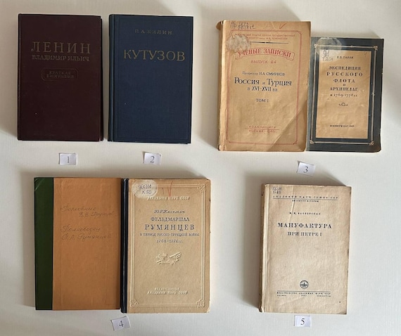 Vintage Soviet History and Military Books, USSR Library Editions