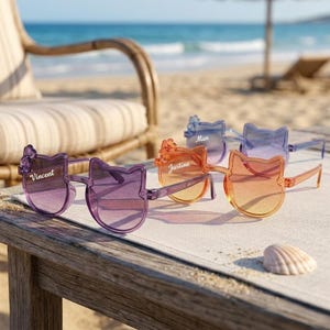 Söta solglasögon med kattmotiv för småbarn | Sommarsemesterutrustning för barn | Strandaccessoarer för flickor | Moderiktiga solglasögon för småbarn | Rosettsolglasögon