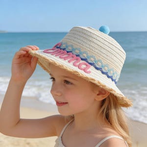 Pompom Brim Beach Hat - Etsy display picture 2