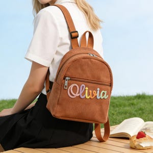 Mini mochila de pana personalizada | Color liso sencillo | Regalo para el Día de la Madre, regalo para el Día del Niño, bolso pequeño versátil