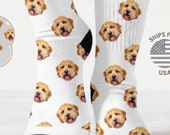Socken mit Goldendoodle-Gesichtsmuster | Socken mit Pfotenabdruck