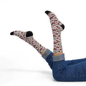 Cherry Pattern Socks | Red Cherry Print Sublimation Socks
