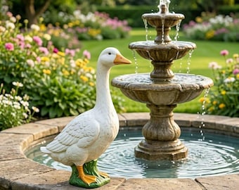 Estatua de ganso blanco para jardín, adorno impermeable para patio, césped o porche, regalo ideal para amantes de la jardinería, 23 cm (9 pulgadas).