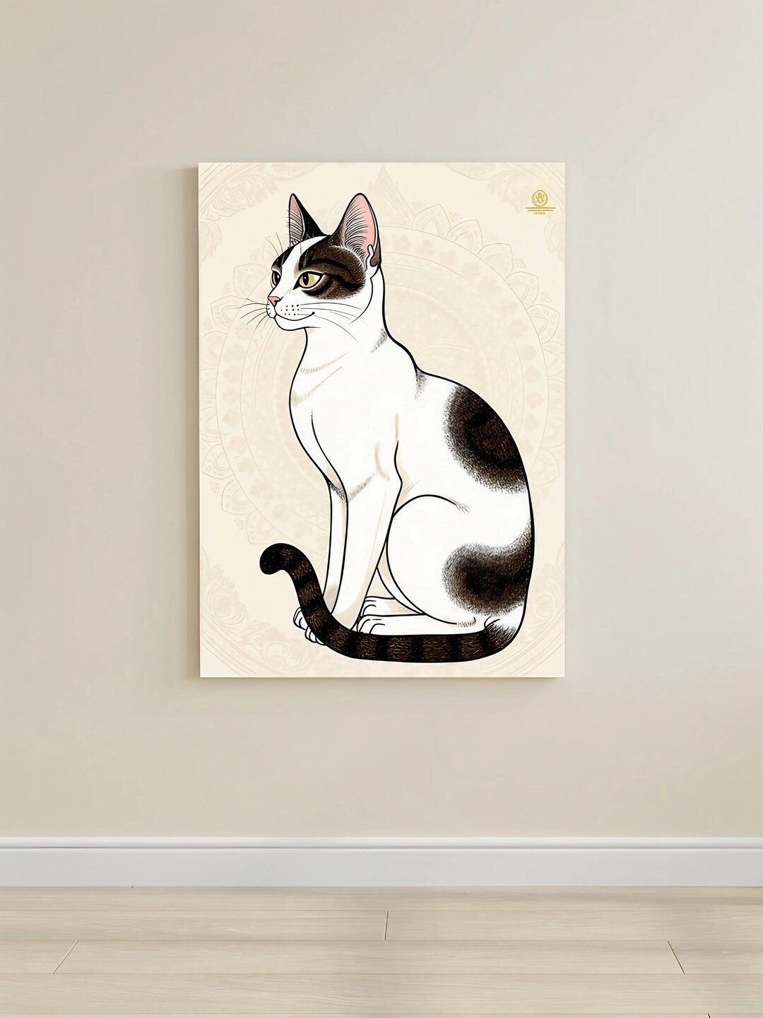 Minimalist Black and White Cat Art Print | Modern Pet Portrait | Boho ...
