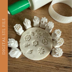 Tampons floraux et feuilles - 10 pièces, fichier STL, imprimable en 3D, téléchargement numérique instantané
