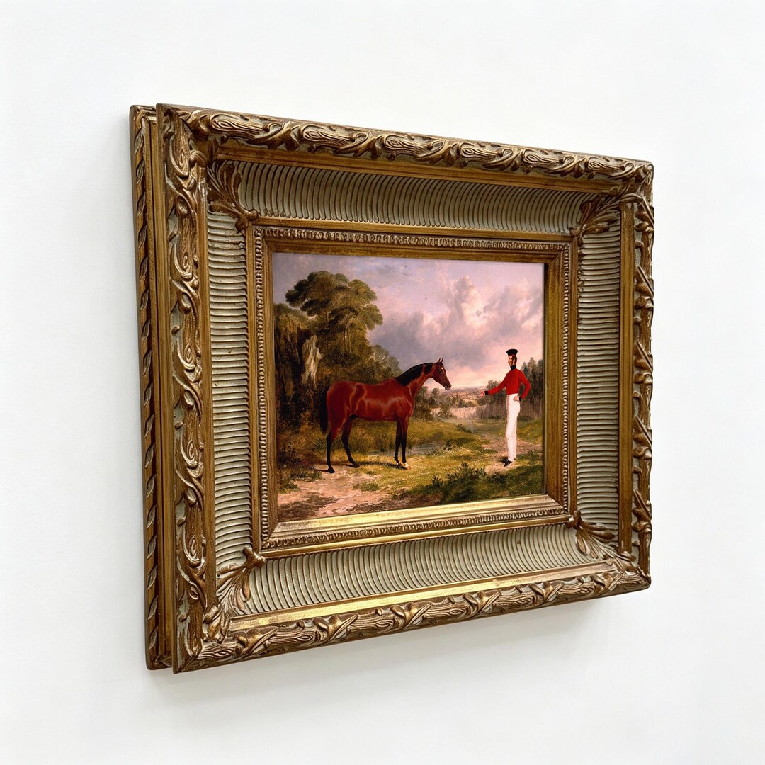 Classic Equestrian Wall Art, Antique Horse and Rider Painting ...