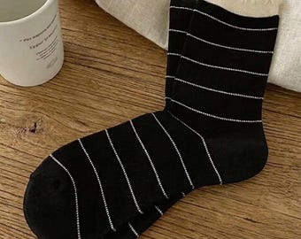 Chaussettes en coton à rayures avec ourlet à volants | Style champêtre, confort respirant