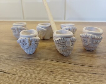 Réplica de pipa de cerámica de la Alta Edad Media (siglos X-XI) / Califato de Córdoba / Al-Ándalus / Hecha a mano / Boquilla de madera de avellano