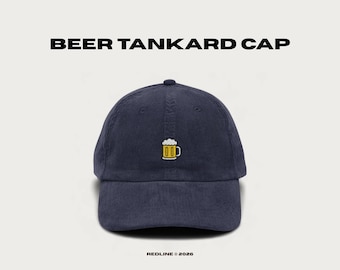 Beer Tankard Embroidered Hat - Corduroy Dad Cap - Vintage Road trip Hat