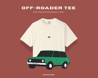 Embroidered SUV T-Shirt - Vintage Retro Car Tee - Classic Car Gift - Minimalist Car Shirt - Icon Only - REDLINE