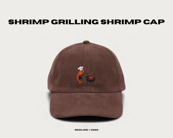 Shrimp Grilling Shrimp Embroidered Hat - Corduroy Dad Cap - Vintage Nature Hat