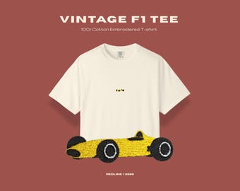 Embroidered Classic Formula One T-Shirt -  Retro Car Tee - Vintage Car Gift - Minimalist Car Shirt - Icon Only - REDLINE