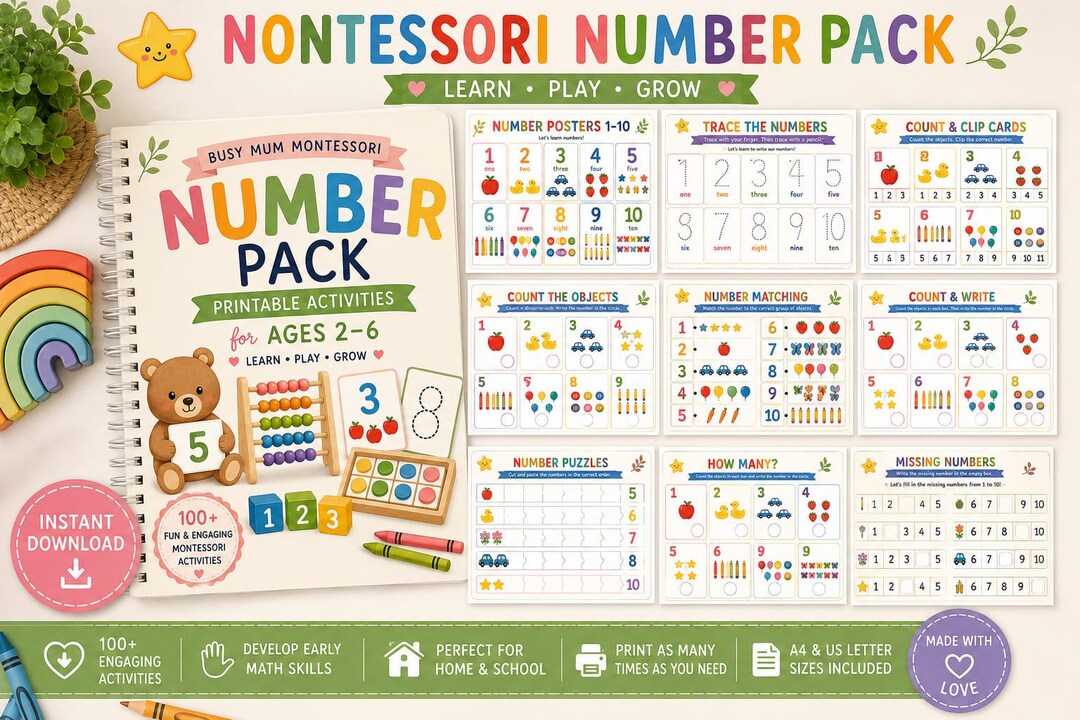 Number Learning Kit Learning Numbers Pack - Etsy Australia