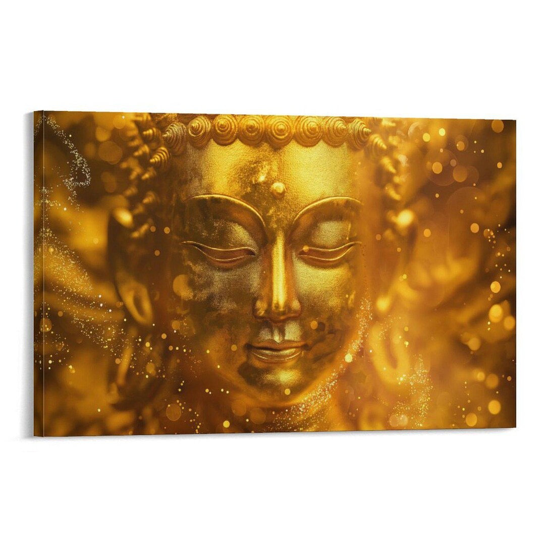 Golden Buddha Face Wall Art Canvas Print Modern Home Decor - Etsy