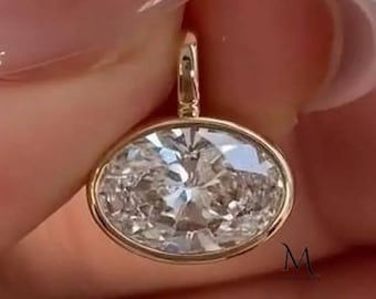 2Ct East West ovale geslepen ring set solitaire Moissaniet hanger voor vrouwen 14K massief gouden ovale diamanten hanger ovale geslepen hanger echte ovale charme